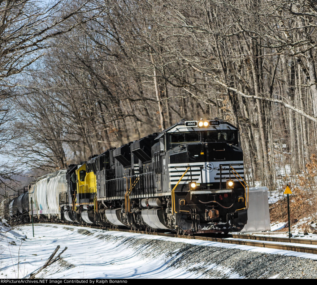 SU 100  crests the grade of Sparta Mountain and heads east to Ridgefield Park 